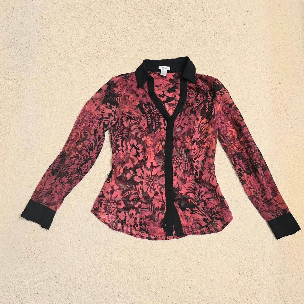 Cache front button shirt long sleeve sheer XS $160.00